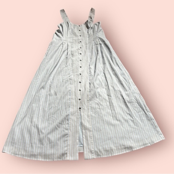 Lulus Pretty in Provence Light Blue Striped Button-Front Midi Dress size small - Picture 4 of 6